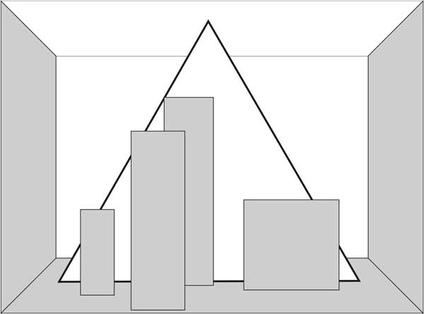 Pyramidenaufbau im Schaufenster